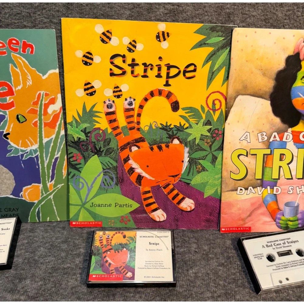 Scholastic Book & Cassette Lot A Bad Case of Stripes Leo Lionni Read Along 4 Set